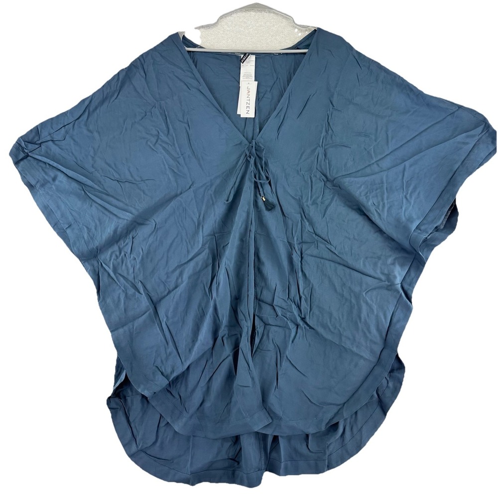 Jantzen Woven Curve Hem Tie Front Swimsuit Cover Up XL Marine Blue